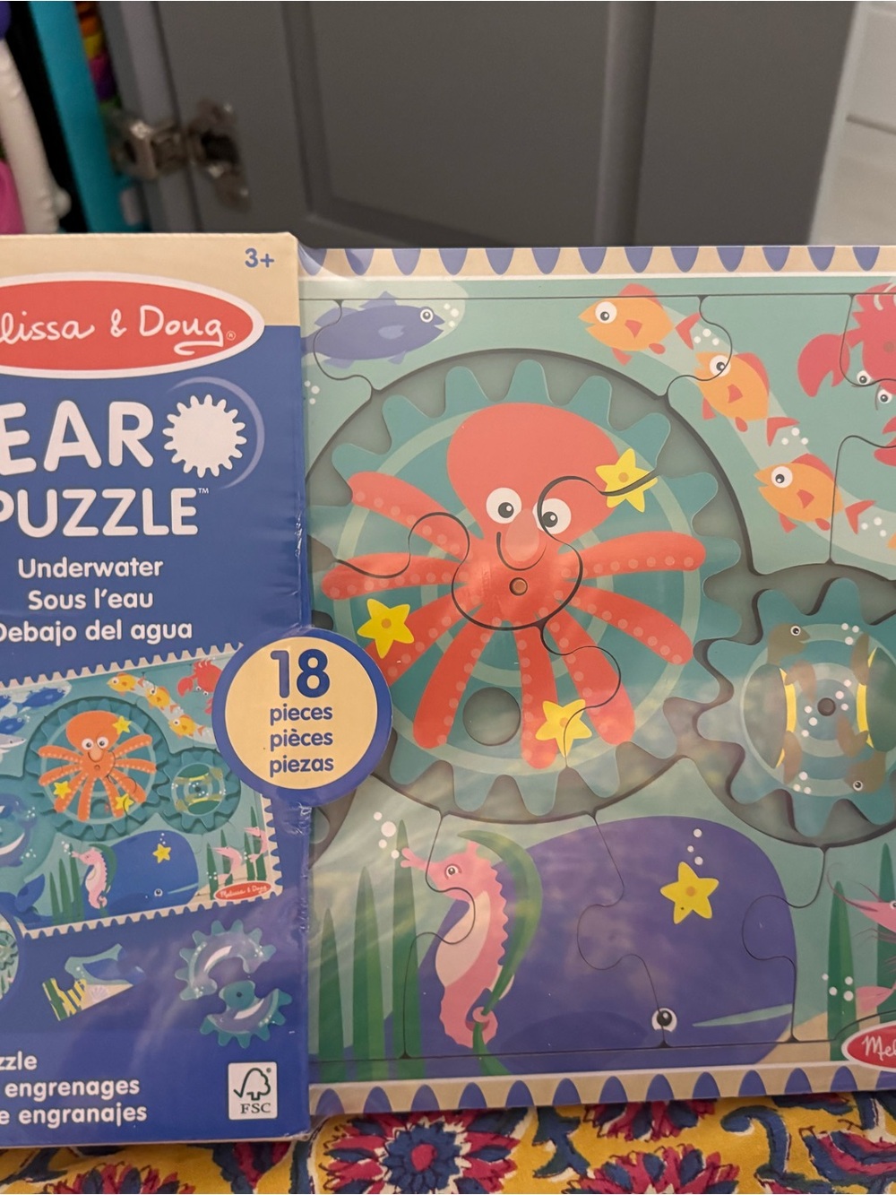 Melissa & Doug Underwater Gear Puzzle with Red Octopus and Blue Background